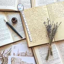 DIY Oval & Flat Round with Flower Bookmark Making Kits&nbsp;DIY-SC0032-08