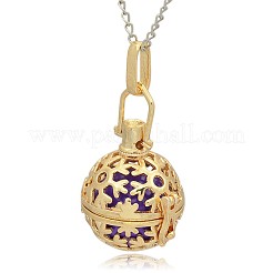 Golden Tone Brass Hollow Round Cage Pendants&nbsp;KK-J232-01G