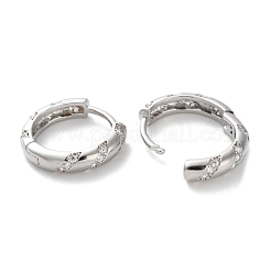 Brass Micro Pave Clear Cubic Zirconia Hoop Earrings&nbsp;EJEW-C121-01P