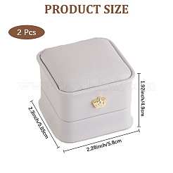 2Pcs Square PU Leather Ring Gift Boxes&nbsp;LBOX-CL0001-06