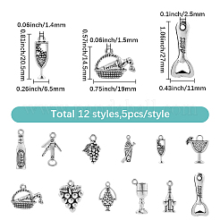 60Pcs 12 Styles Tibetan Style Alloy Pendants&nbsp;TIBE-SC0002-47
