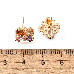 Brass Micro Pave Cubic Zirconia Stud Earrings&nbsp;EJEW-R018-10G-02