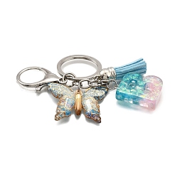 26Pcs Transparent Epoxy Resin & Transparent Acrylic & Faux Suede Tassel Keychain&nbsp;KEYC-JKC01202-02