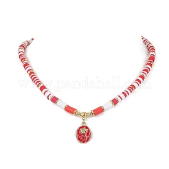 2Pcs 2 Style Alloy Enamel Flower Pendant Necklaces Set&nbsp;NJEW-JN04537