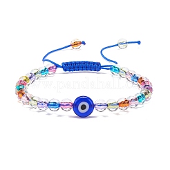 Acrylic Evil Eye & Round Lampwork Braided Bead Bracelet for Women&nbsp;BJEW-JB08379