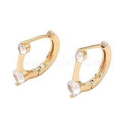 Brass Micro Pave Cubic Zirconia Hoop Earrings&nbsp;KK-CBAD29A-04G