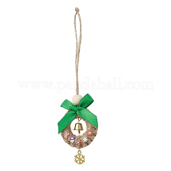 Christmas Wood & Polyester Bowknot Pendant Decorations&nbsp;HJEW-JM04193-02
