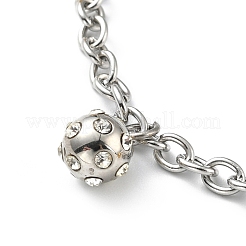 Clear Cubic Zirconia Round Ball Charm Bracelet with 304 Stainless Steel Cable Chains for Women&nbsp;BJEW-E108-11G