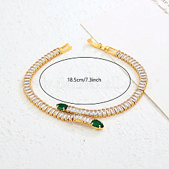 Snake Brass Pave Cubic Zirconia Link Chain Bracelets&nbsp;UA5889-3
