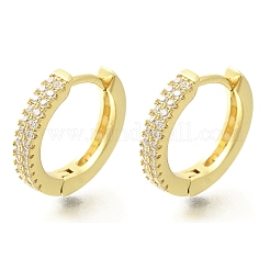 Brass Clear Cubic Zirconia Hoop Earrings&nbsp;EJEW-M047-19G