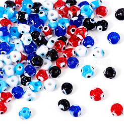 100Pcs 5 Colors Handmade Evil Eye Lampwork Beads Strands&nbsp;LAMP-TA0001-88B