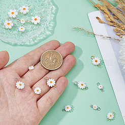 16Pcs 8 Styles Natural Freshwater Shell Daisy Flower Connector Charms&nbsp;PALLOY-FH00118