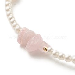 Natural Rose Quartz Chip Beaded Necklace for Girl Women&nbsp;NJEW-TA00016-02