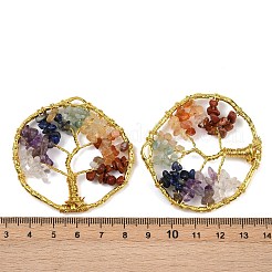 Natural Quartz Crystal & Amethyst & Lapis Lazuli & Green Aventurine & Yellow Quartz & Carnelian & Red Jasper Chip Beaded Tree of Life Chakra Big Pendants&nbsp;G-Z101-07G