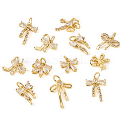 16Pcs 8 Style Brass Micro Pave Cubic Zirconia Charms&nbsp;KK-TA0002-16