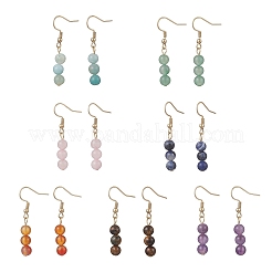 Natural Mixed Stone Round Dangle Earrings&nbsp;EJEW-JE06716