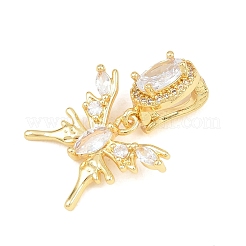 Brass Micro Pave Clear Cubic Zirconia Pendants&nbsp;KK-Z151-04G