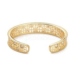 Brass Micro Pave Clear Cubic Zirconia Cuff Bangles&nbsp;BJEW-A116-05G