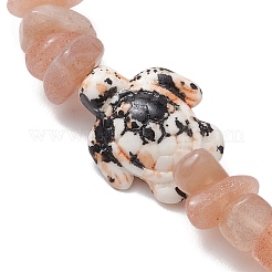 Natural Peach Moonstone Chips Beads Stretch Bracelets&nbsp;BJEW-JB11245-03