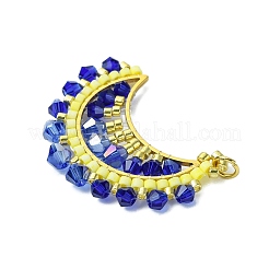 Glass Seed Beaded Moon Pendants&nbsp;PALLOY-MZ00512-01