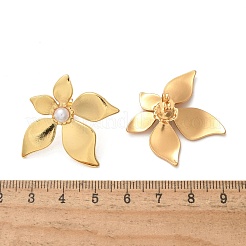 304 Stainless Steel & ABS Plastic Imitation Pearl Flower Stud Earrings&nbsp;EJEW-S253-23G