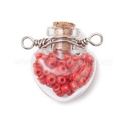 7Pcs 7 Colors Glass Bottle with Round Seed Beads Inside Connector Charms&nbsp;PALLOY-JF04511-01