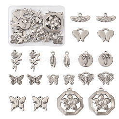 20Pcs 10 Style 304 Stainless Steel Pendants&nbsp;STAS-FW0001-28