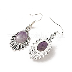 Natural Amethyst Teardrop Dangle Earrings&nbsp;EJEW-K246-01P-05