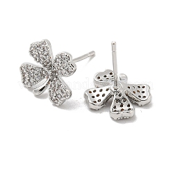Brass with Clear Cubic Zirconia Stud Earrings&nbsp;EJEW-B035-16P