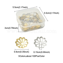 300Pcs 3 Colors Flower Iron Bead Caps&nbsp;IFIN-YW0001-81