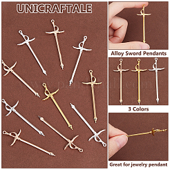 48Pcs 3 Colors Alloy Sword Pendants&nbsp;FIND-UN0003-12