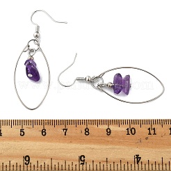 Natural Amethyst Dangle Earrings&nbsp;X-EJEW-JE02150-03