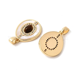 Natural Tiger Eye with Shell Pendants&nbsp;KK-Z149-13G-03