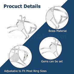 2Pcs Adjustable Brass Finger Ring Components&nbsp;FIND-HS0001-01P