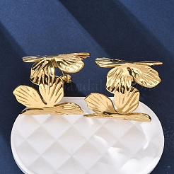 Flower with C-Shaped 304 Stainless Steel Stud Earrings for Women&nbsp;EJEW-A131-01C-G