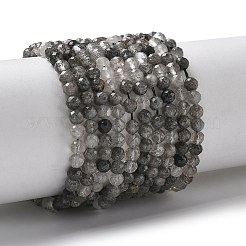 Natural Tourmalinated Quartz Beads Strands&nbsp;G-L651-C10-4mm