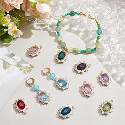 10Pcs 10 Colors Brass Micro Pave Cubic Zirconia Slide Pendants&nbsp;KK-NB0004-21