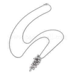 Electroplate Synthetic Non-magnetic Hematite Round Cluster Pendant 304 Stainless Steel Box Chain Necklaces&nbsp;NJEW-JN05888