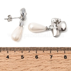 Brass Enamel Stud Dangle Earrings&nbsp;KK-CBAB173-02A-P