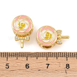 Brass Micro Pave Clear Cubic Zirconia European Beads&nbsp;KK-Z140-01G