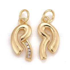 Brass Micro Pave Clear Cubic Zirconia Pendants&nbsp;KK-Z023-13G
