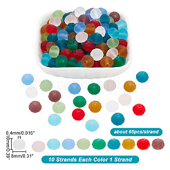 10 Strands 10 Colors Frosted Transparent Glass Beads Strands&nbsp;FGLA-AR0001-02