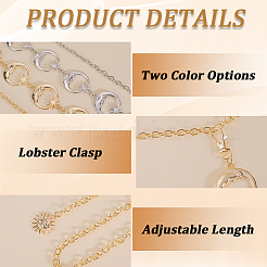 2Pcs 2 Colors Alloy Link Chain Belts&nbsp;AJEW-GF0009-21A