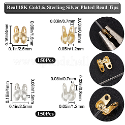 3 Bags 2 Colors Brass Bead Tips&nbsp;KK-BBC0026-13B