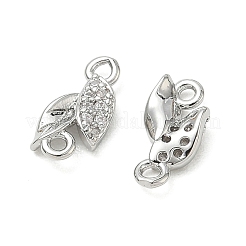 SHEGRACE Brass Micro Pave Clear Cubic Zirconia Connector Charms&nbsp;XGRQ3D318-509P