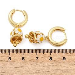 Flower Brass Enamel Hoop Earrings&nbsp;EJEW-Z115-08G