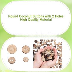 240Pcs 4 Styles 2-Hole Flat Round Coconut Buttons&nbsp;BUTT-CA0001-10