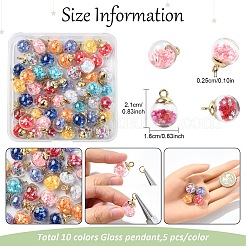 50Pcs 10 Colors Glass Round Pendants&nbsp;GLAA-YW0004-54