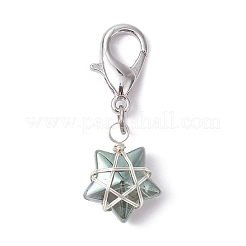 Copper Wire Wrapped Electroplated Glass Star Pendant Decoration&nbsp;HJEW-JM01487-01