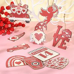 30Pcs 10 Styles Single Face Printed Wood Big Pendants Kit&nbsp;WOOD-CJC0011-11
